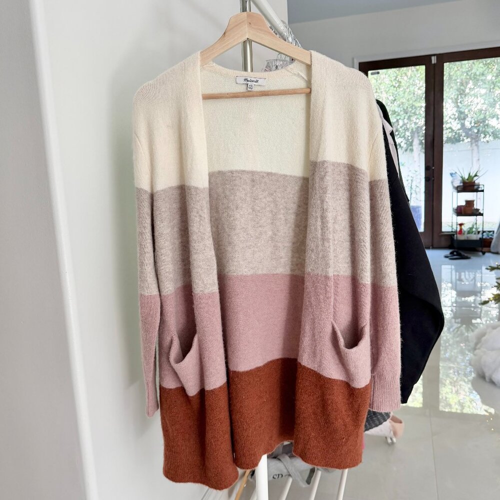Madewell colorblock cardigan wool and alpaca